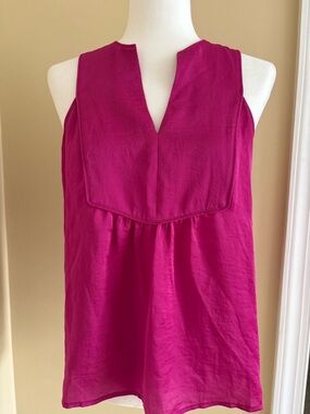 Maeve Split V-Neck Sleeveless Tank - Fuchsia
